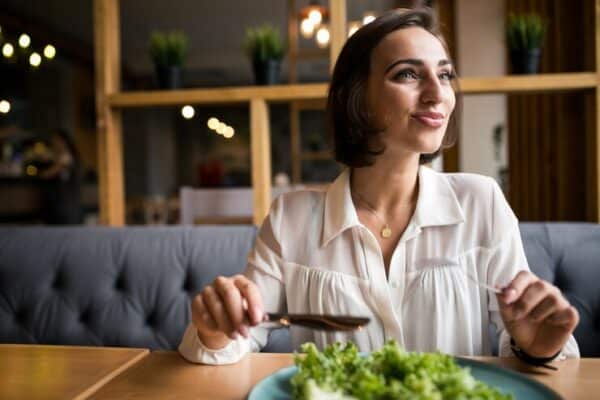 woman with salad